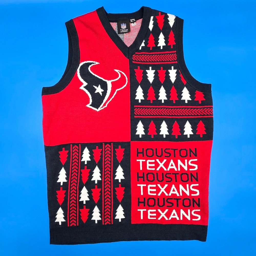 NFL Houston Texans Ugly Christmas Sweater Vest Men's Size M V-Neck